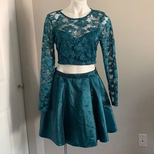 Dark Teal 2 piece Dance Dress Formal/Homecoming